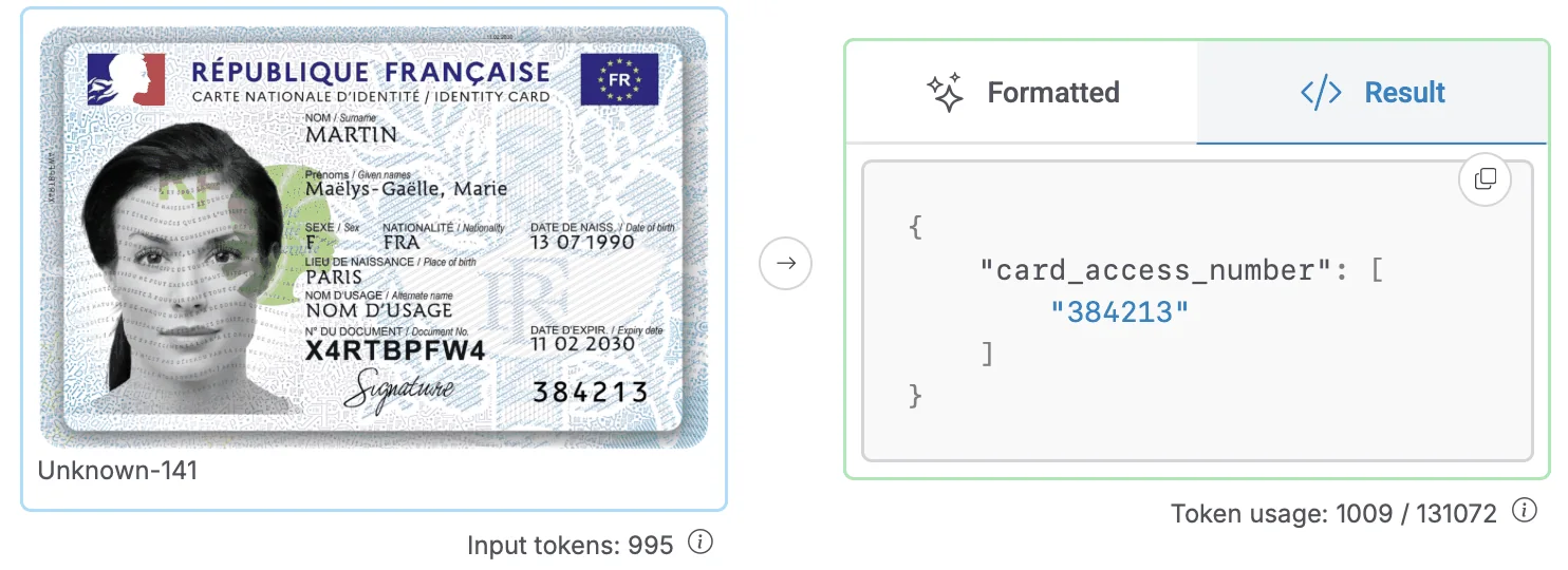 Extracting the card access number from a French national ID card.