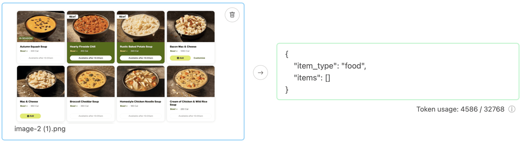 Example where NuExtract 2.0 refuses to extract a list of things. This can happens when we ask to extract many missing item properties.